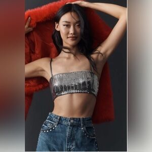 Anthropologie Fringe Bralette, L, NWT